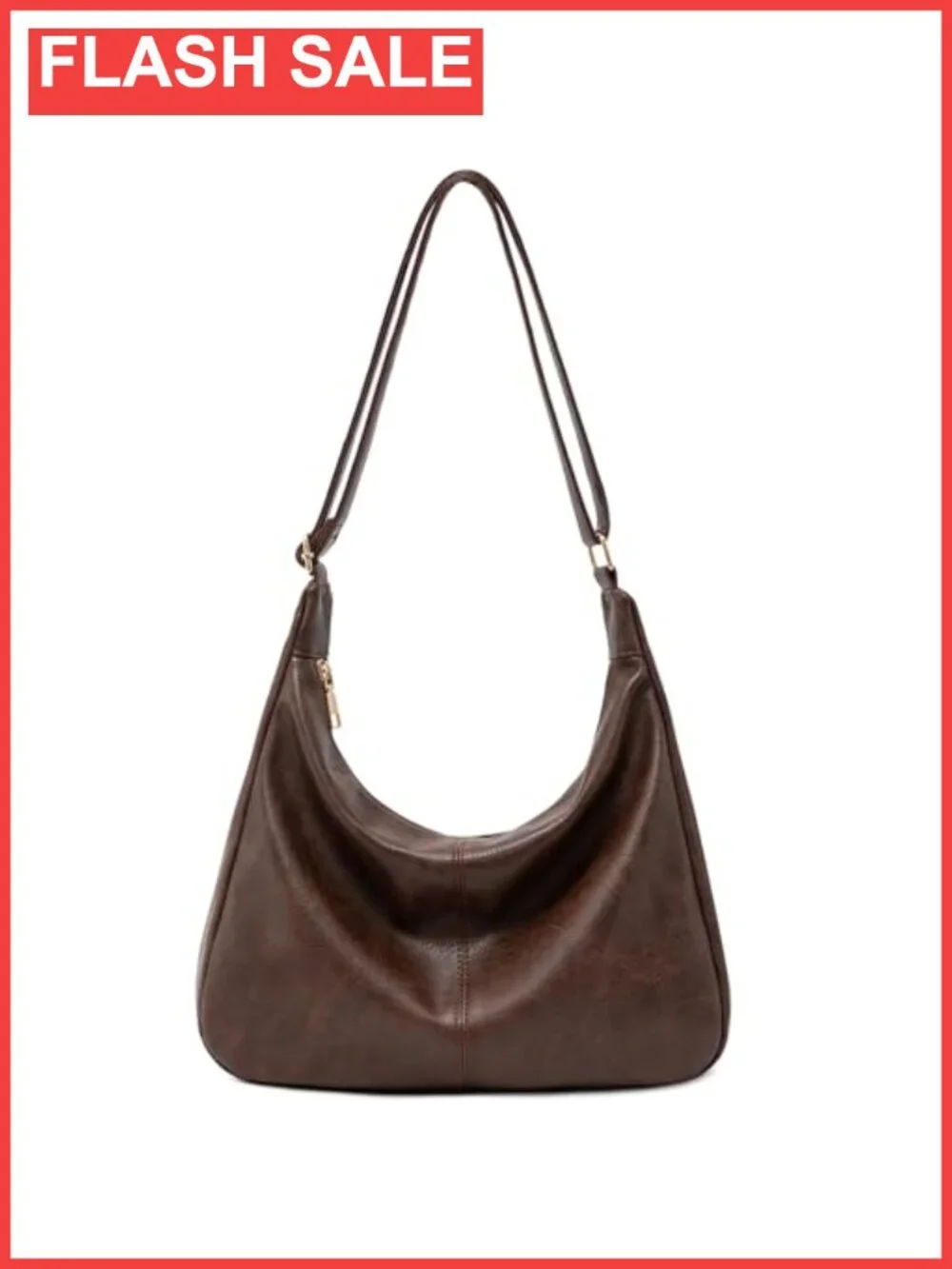 Vegan Leather Hobo Shoulder Bag Foldable Crossbody Purse Large Capacity